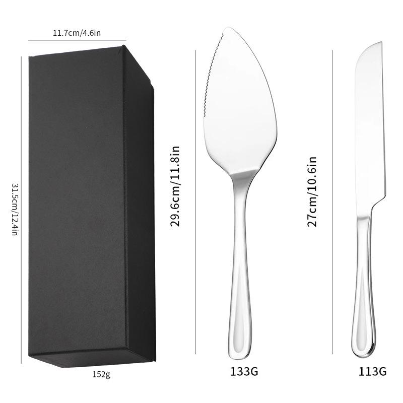 Lotus Pattern Stainless Steel Cake Knife & Spatula Set - 2-Piece for Birthday Cakes & Pizza in Gift Box
