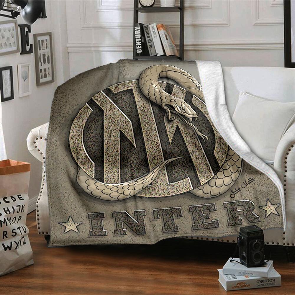 Coperte con Logo Snake Inter Milan in Flanella Stampata Traspiranti Calde Plaid per Casa Ufficio Copriletti 0708a92