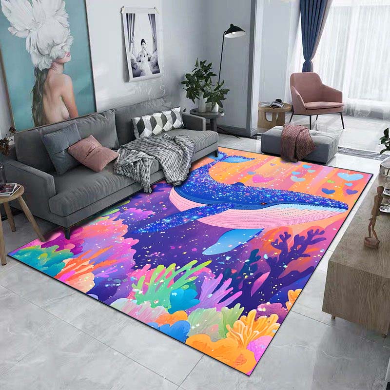 Dream Whale Printed Carpet for Living Room Bedroom Bedside Bathroom Floor Mat Area Rugged Sofa Mat Home Decor Luxury Gift