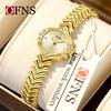 OFNS Elegant Women's Quartz Watch - Diamond-Inlaid Wheat Ear Design, Light Luxury, Waterproof, High-End Feel.