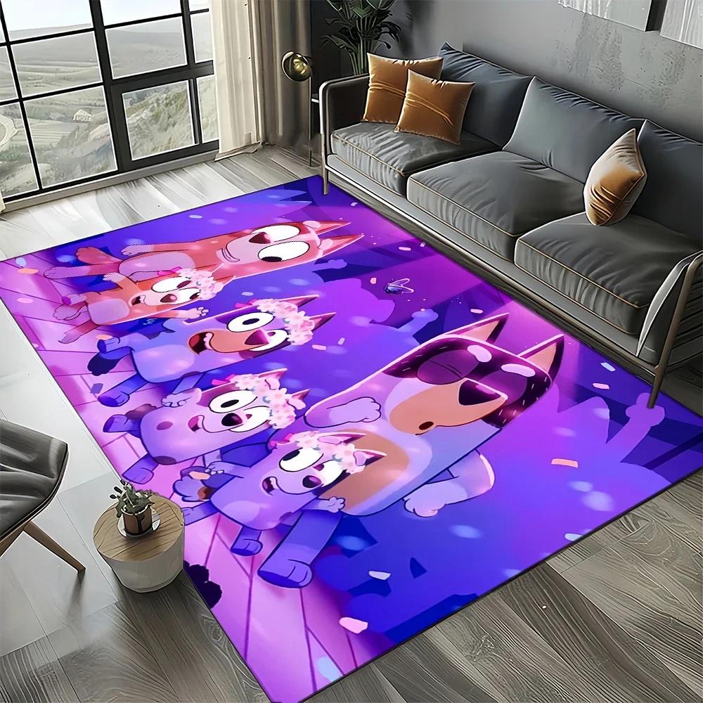 3D Print B-Blueys Family Cartoon Dog Carpet Rug for Living Room Bedroom Home Sofa Decoration,Kid Play Non-slip Floor Mat