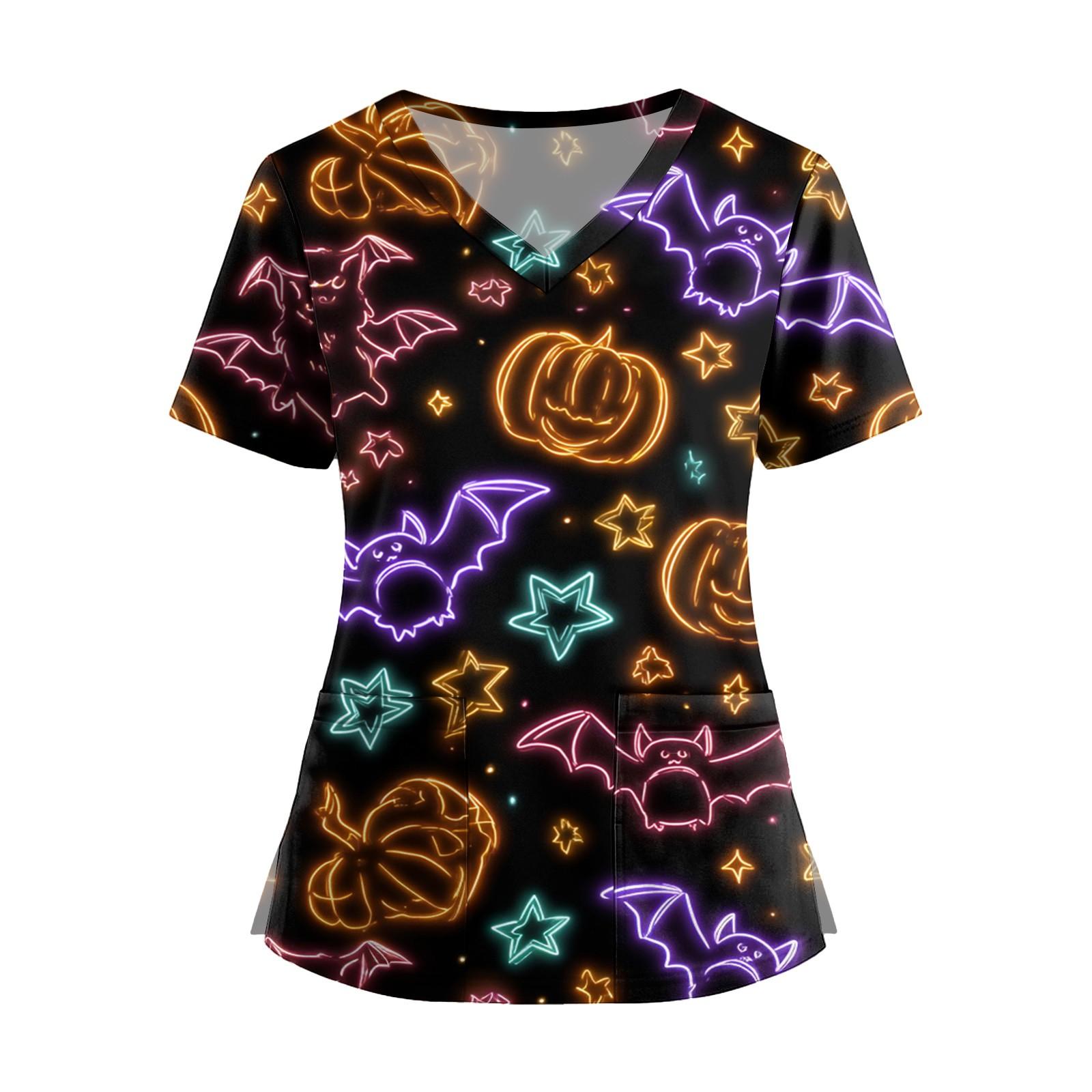 

Женская мода V-образный вырез короткий рукав комбинезон с карманами принт топы одежда XXL