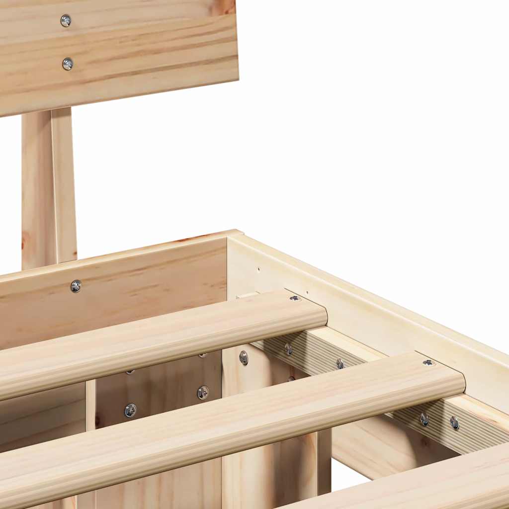 Bed Frame with Headboard Brown 150 X 200 Cm Solid Pine Wood
