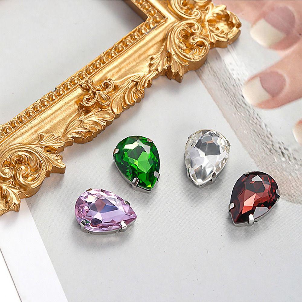 50Pcs/Pack Sew On Glass Crystal Stones Diamond Beads Ornament  DIY Garment Clothes Shoes