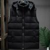 Men's Winter Trend Wear Loose Thick Down Cotton Clip Multi-pocket Solid Color Casual Hooded Vest Coat
