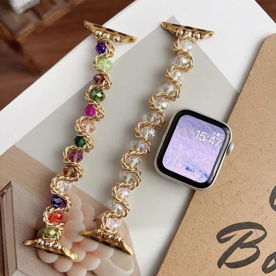Compatible Elastic Crystal Chain Band for Apple Watch 11 Series, iWatch 10th Gen, Huawei GT6, Xiaomi 9PRO