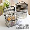Large Capacity Flocked Heart Pattern Mesh Cosmetic Travel Storage Bag
