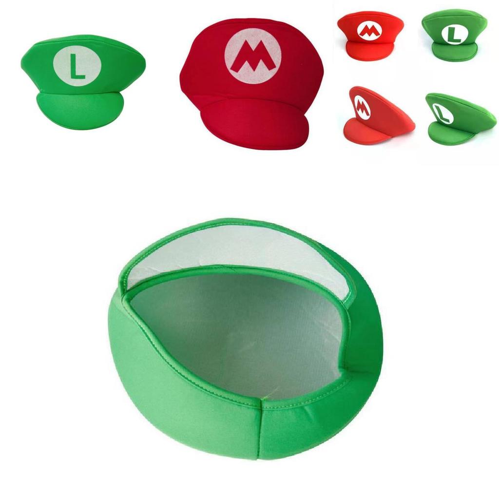 Unisex Super Mario Luigi Bros Cosplay Hat For Adults And Kids Halloween Costume Props