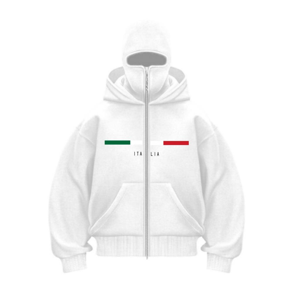 Ski Mask Men's Zipper Hooded Sweatshirt Winter Warm Casual Sweatshirt Y2K Hooded Mask Zipper Design Sports Jacket Outdoor Activities