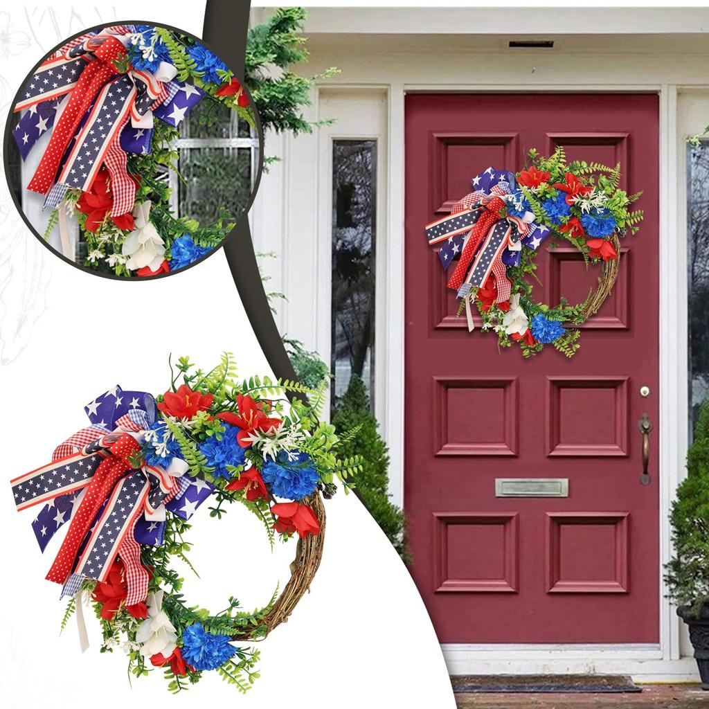 Front Door Patriotic Independence Day Wreath Creative American Flag Wreath Front Door Wreath Independence Day