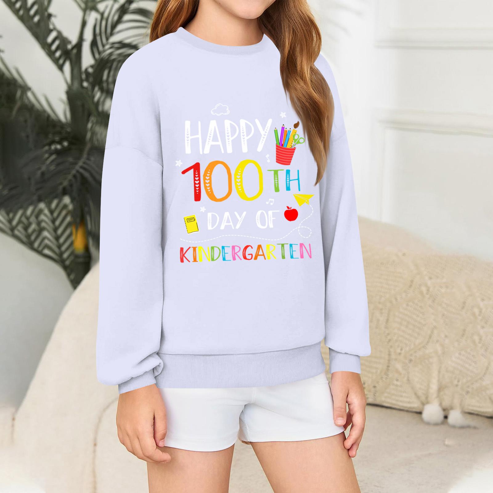 

Children s Long-sleeved Loose-fitting Pullover Top With Letter Print 160 білий
