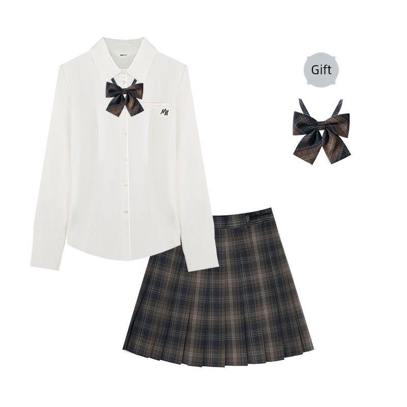 

Lady Hualing Original Watch Ginseng JK Uniform Suit Preppy Style Women s Suit for Schools Sense Three Button Outwear Badge Small cold mountain + white shirt Suit XS
