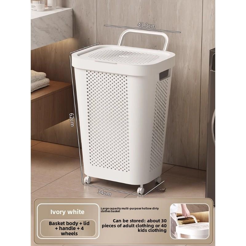 Large Capacity Laundry Hamper with Lid - Dirty Clothes Storage Basket for Bathroom