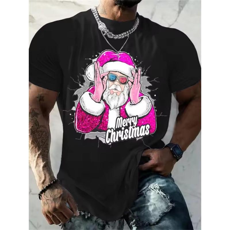 Christmas T-Shirt Funny 3d Santa Claus Print Tops Tees Mens T-Shirt Holiday Casual Harajuku Colorful Men's Clothing