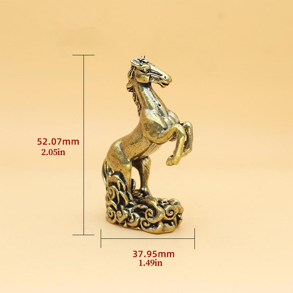 Horse Year Chinese Statue Brass Wealth Figurine 2026 Horse Year Table Ornament for Nightstand Bookshelf Cabinet Family Friends