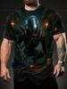 2026 New Men'S 3D Print Short Sleeve T-Shirt, Alien Lifeform Theme Design, Sci-Fi Style Summer Breathable Top, Casual Fashion Outdoor Athletic Wear,