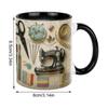 High Quality Ceramic Sewing Theme Coffee Cup Durable And Safe Ceramic Drinkware Cup For Daily Use 11oz Generous Size.
