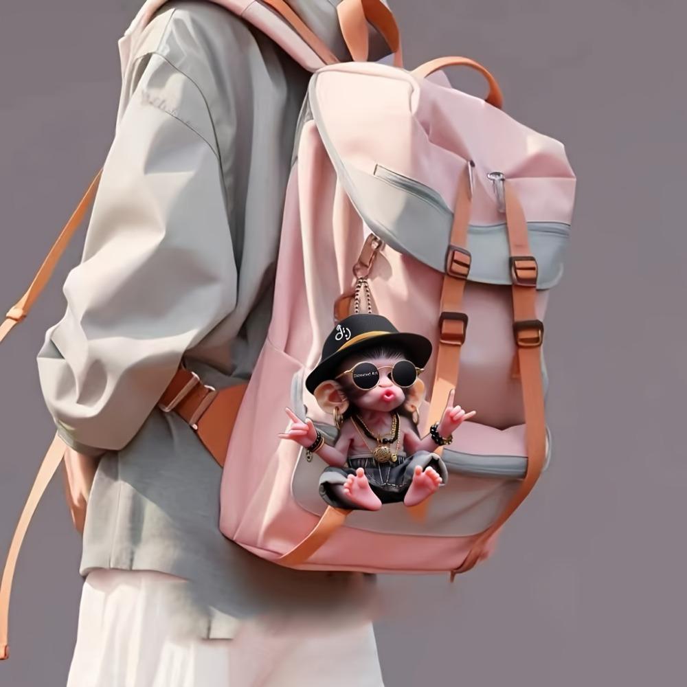 Ochelari noi acrilici 2D plați, pandantiv auto drăguț maimuță, oglindă retrovizoare auto, rucsac auto pandantiv mic