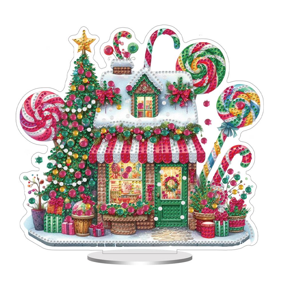 Acrylic Special Shaped Christmas Table Top Diamond Painting Ornament Kits Desktop Diamond Art Kits for Home Office Desktop Decor