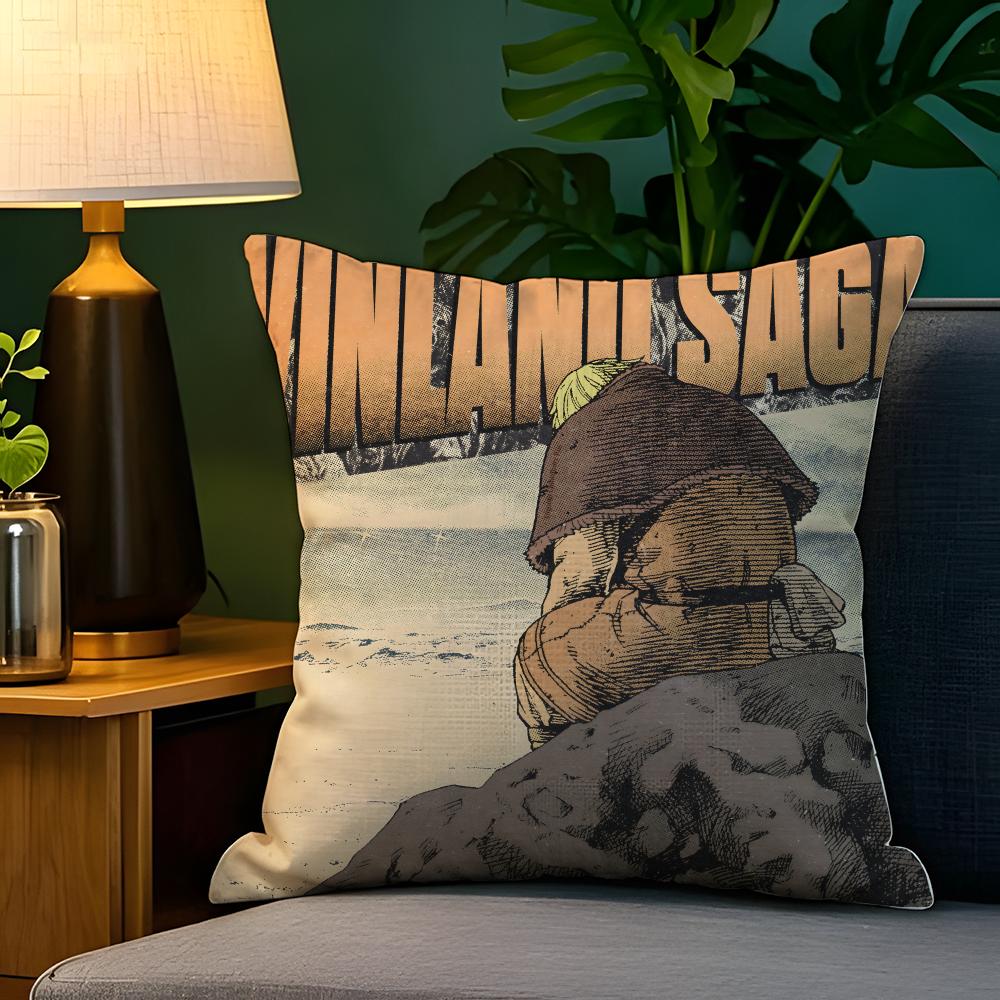 Cartoon Comic V-Vinland Sagapc 3 Pillow Case Natural Linen Pillow Case Double-Sided Decor Sofa Pillowcase Home Decor