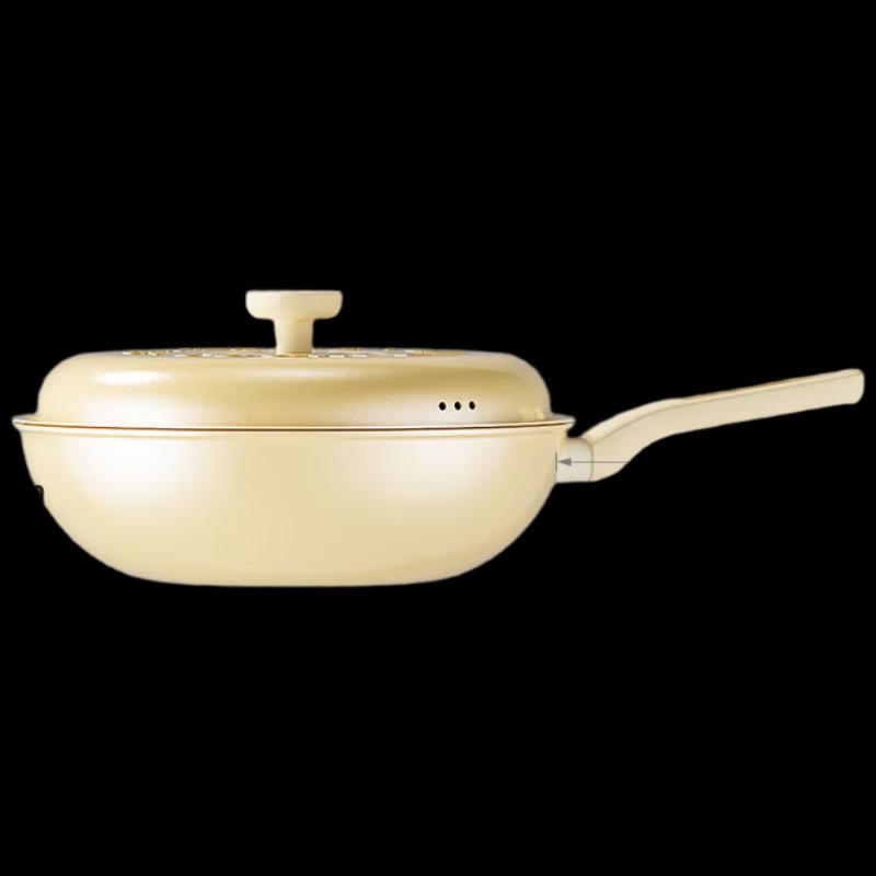 Chudahuang 32cm Titanium Ceramic Non-Stick Flat-Bottom Wok