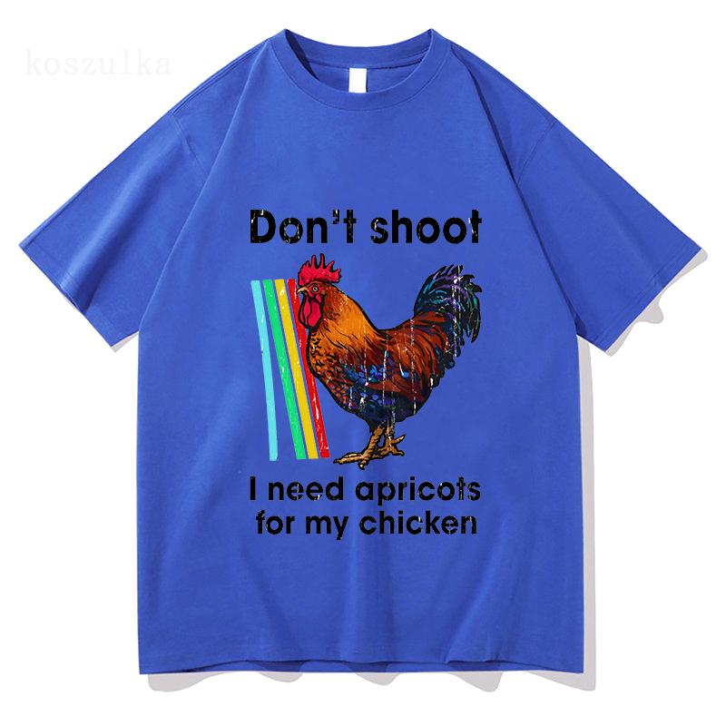 Nicht schießen, ich brauche Aprikosen für mein Hühnchen Arc Raiders Scrappy T-Shirt Hahn Grafik T-Shirts Baumwolle Kurzarm Locker T-Shirts