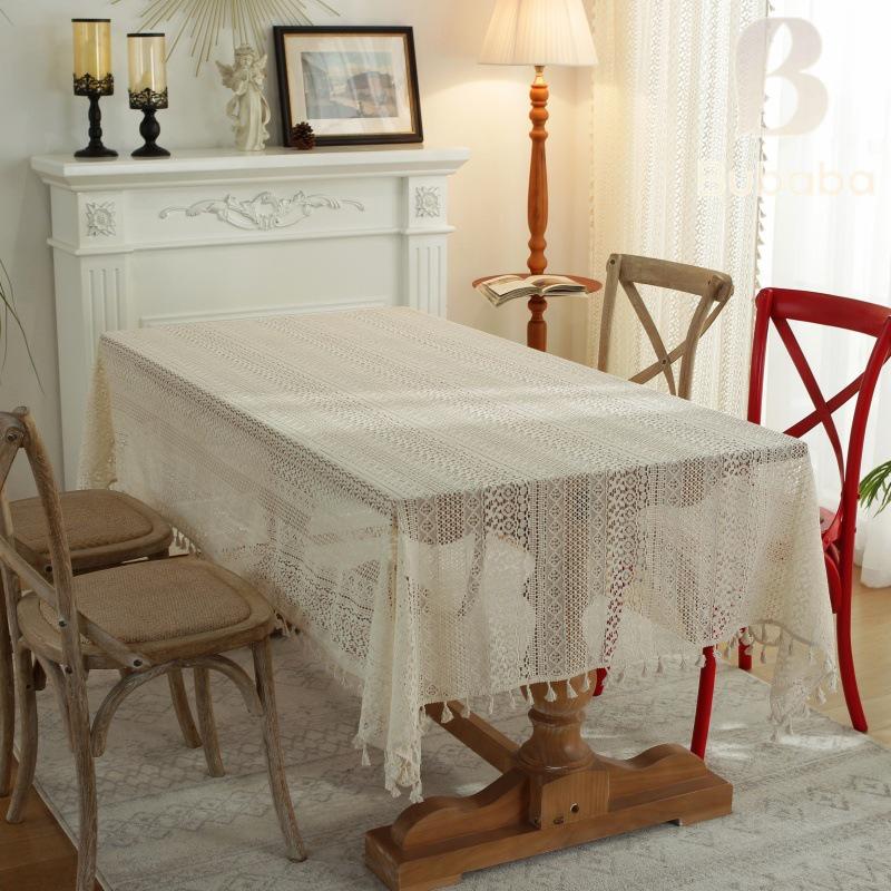 

Bu Baba Crochet Lace Rectangular Table Mat with Tassels - American Countryside Design 60x60 cm (45g)