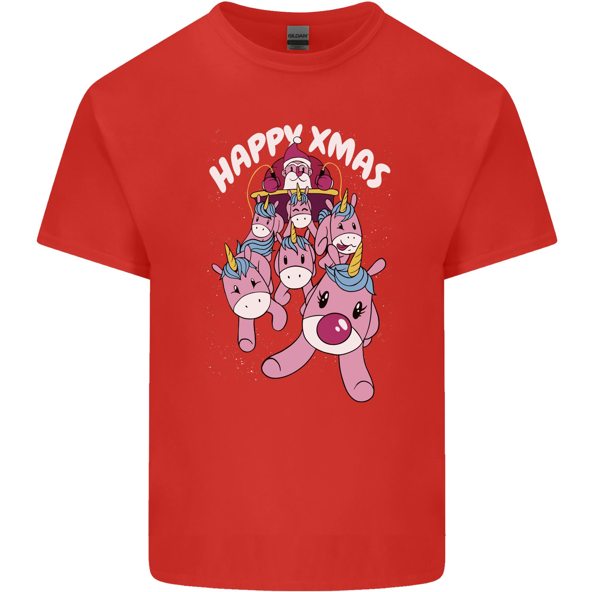 Santas Sleight Pulled By Christmas Unicorns Xmas Unisexs Light Cotton TShirt S