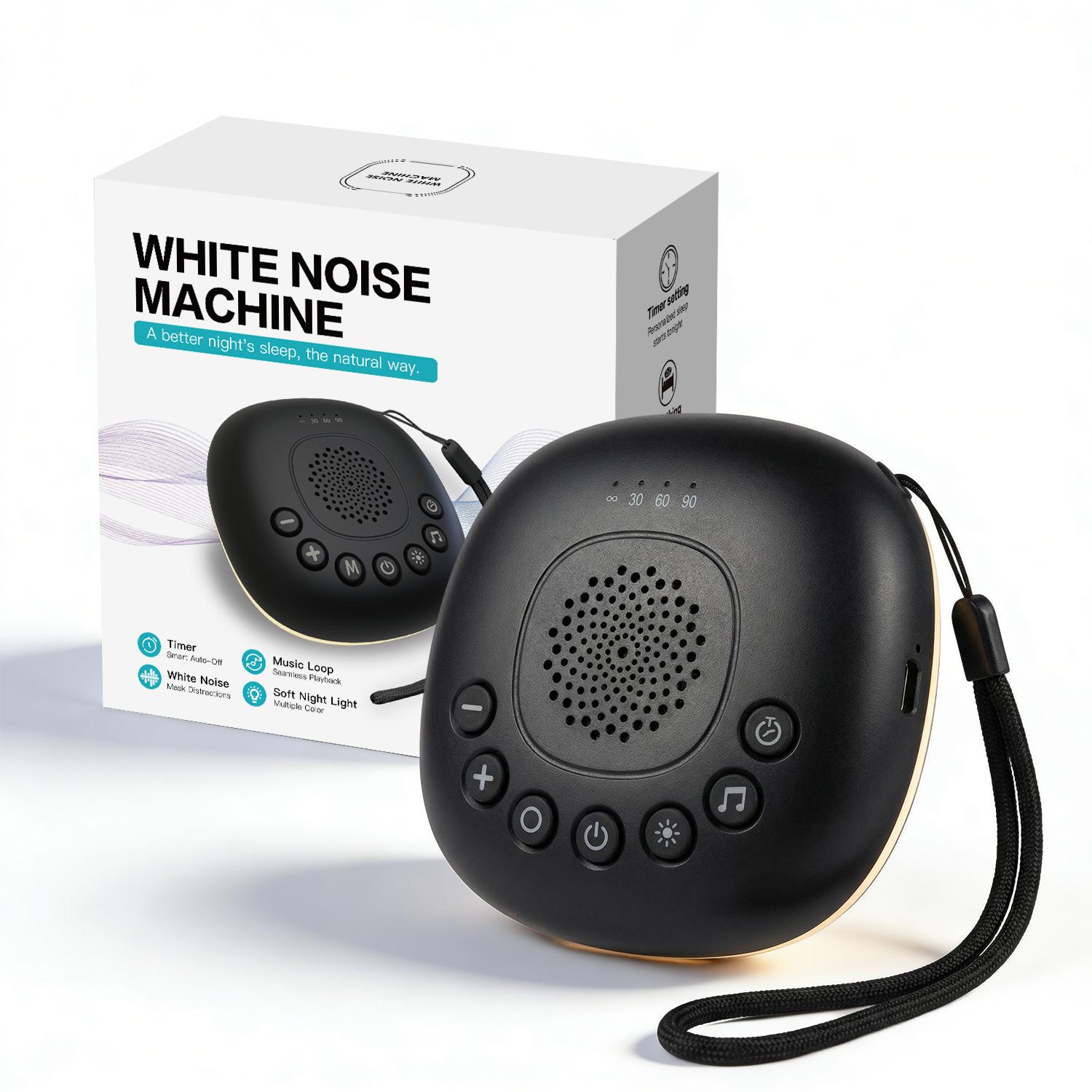 White Noise Machine 20 Sounds Rechargeable Sleep Aid Night Light for Baby Adult Adjustable Volume чёрный