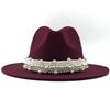 Modern Design  Wool Felt Wide Brim Flat Top Hat Formal Fashion Women Fedora Hat