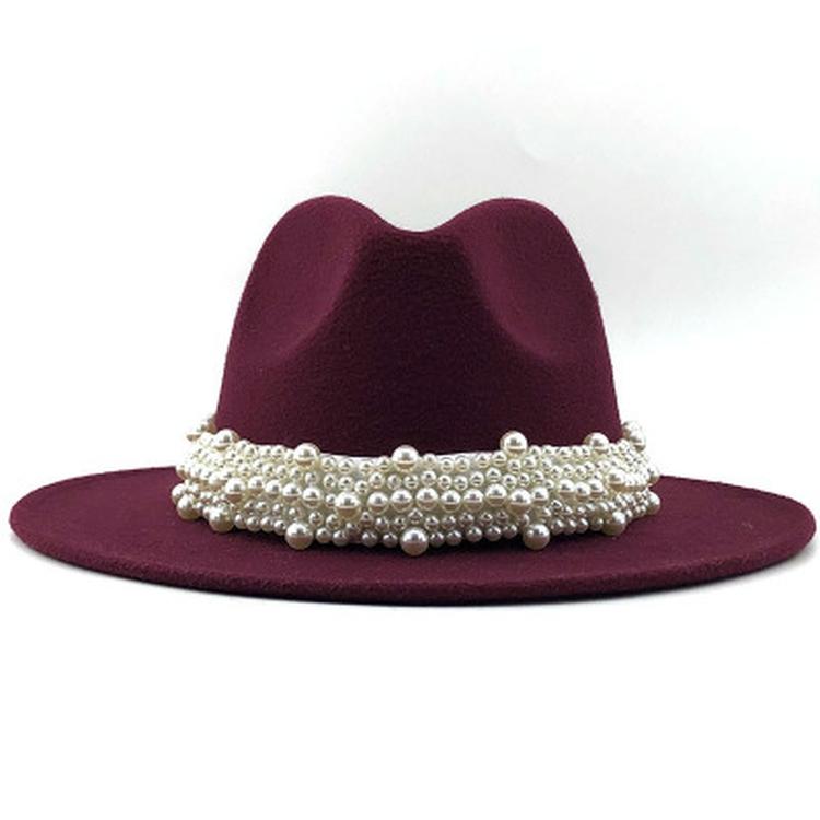 Modern Design Wool Felt Wide Brim Flat Top Hat Formal Fashion Women Fedora Hat