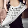 0041 Men'S Board Shoes Flat Casual Shoes Spring And Summer Low-Top Plaid Cowhide Surface Classic Loafer Sports Shoes Trendy Shoes