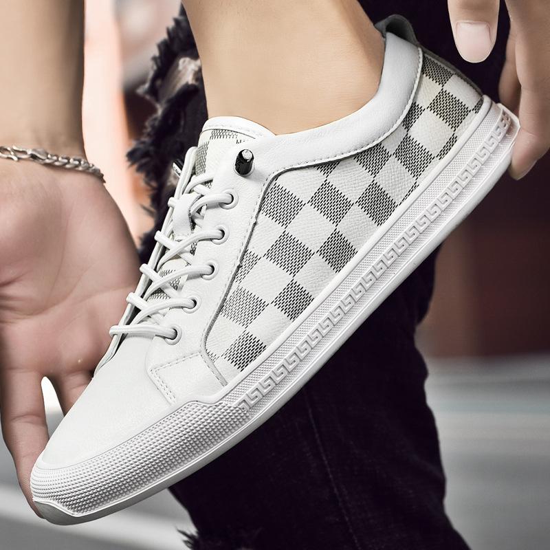 0041 Men'S Board Shoes Flat Casual Shoes Spring And Summer Low-Top Plaid Cowhide Surface Classic Loafer Sports Shoes Trendy Shoes