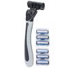 Manual Razor Set 6 Layers Blade Reusable Razor Handle 6 Refills Men's Shaving Razors Silver White