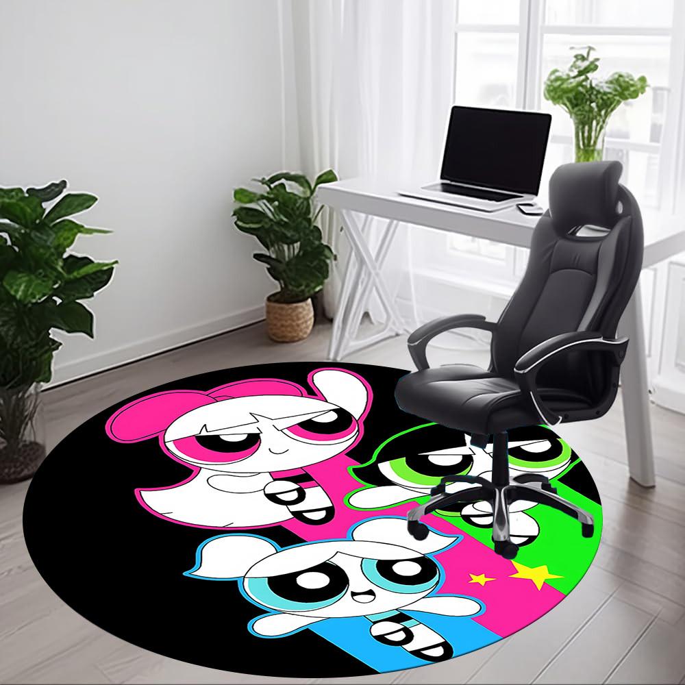 1pc Powerpuff Girls Office Round Area Rug, Under Office Chairs Bedroom Living Room Home Decor, Room Decoa1022209