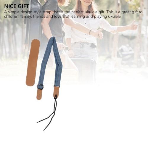 Denim Leather Ukulele Strap with Adjustable Shoulder Pad for All Ukuleles, Mandolins, and Banjos
