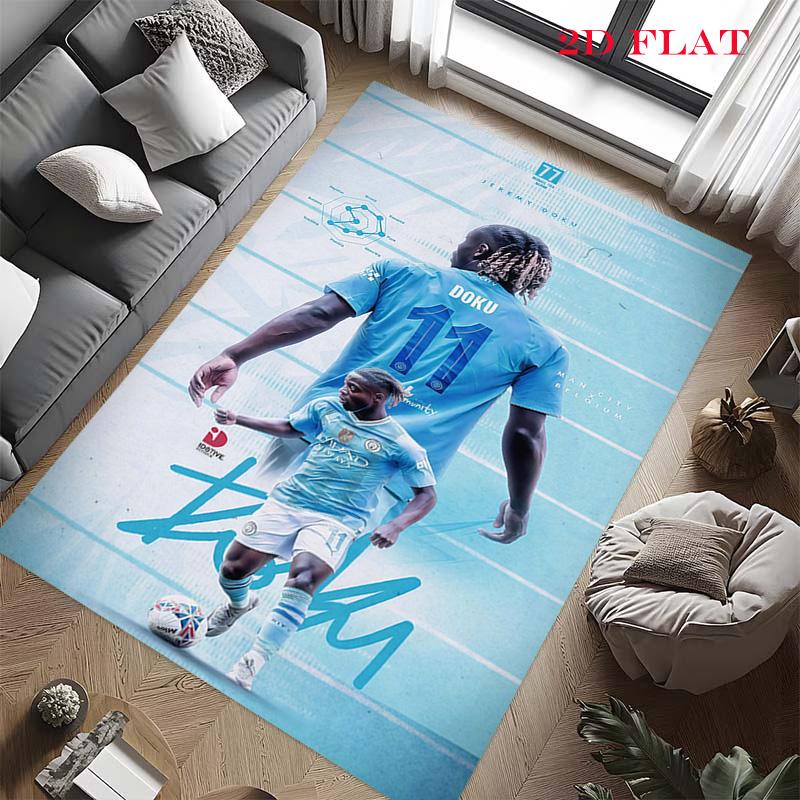 Tappeto Manchester City per Soggiorno Camera da Letto Casa Decorazione Divano, Tappetino Antiscivolo per Giochi Bambini