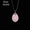 Custom Logo Natural Crystal Tree of Life Pendant Water Drop Healing Stone Handmade Wire Wrapped Necklace