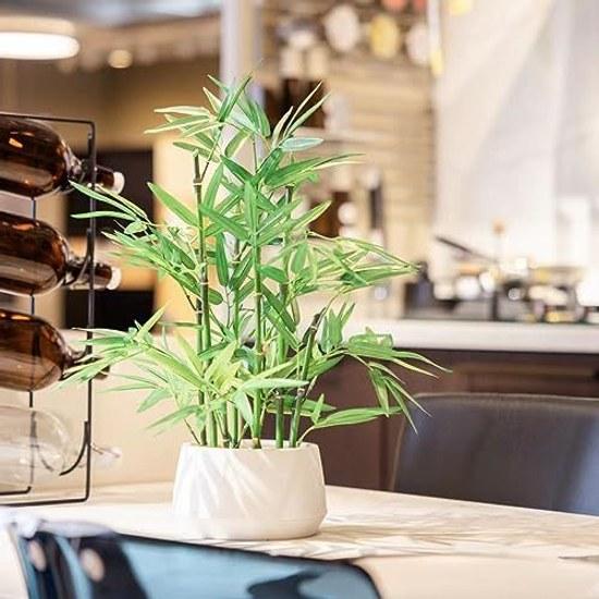 365 Blooming Decor ornamental artificial bamboo bonsai fake green foliage plant tree flower air purifying height 46cm indoor office potted lucky