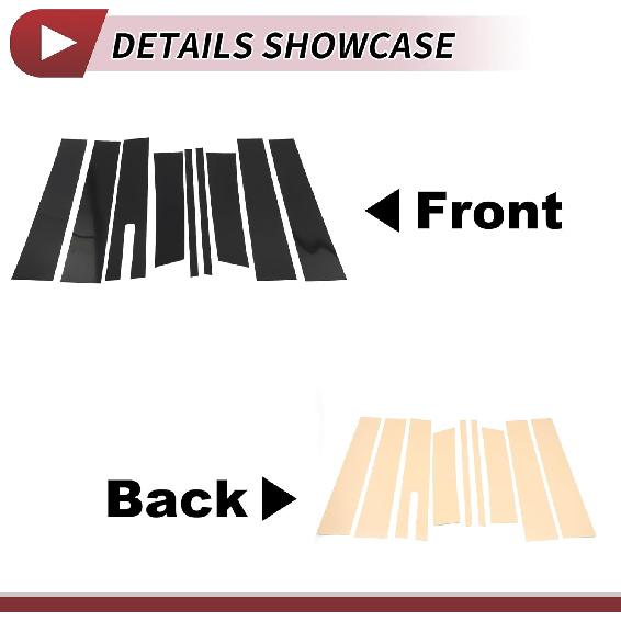 9 Pcs Door Pillar Window Trim for Lincoln MKT 2010-2015 Front Rear Left Right Anti Scratch Sticker Pillar Posts Door Outer Exterior Cover Black
