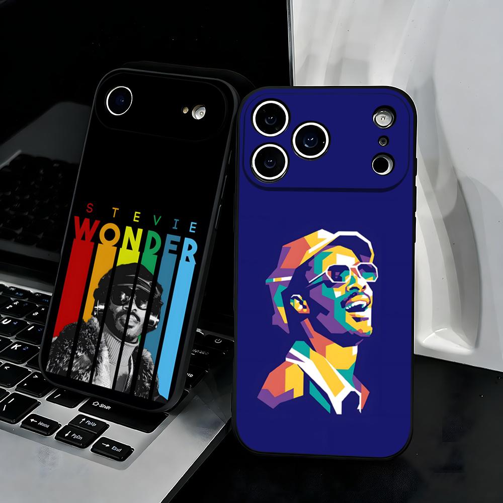S-Stevie Wonder Phone Case For IPhone 17 Air 16 E Pro Max 15 14 13 Mini 12 Pro 11 Max Plus Black Soft Shell