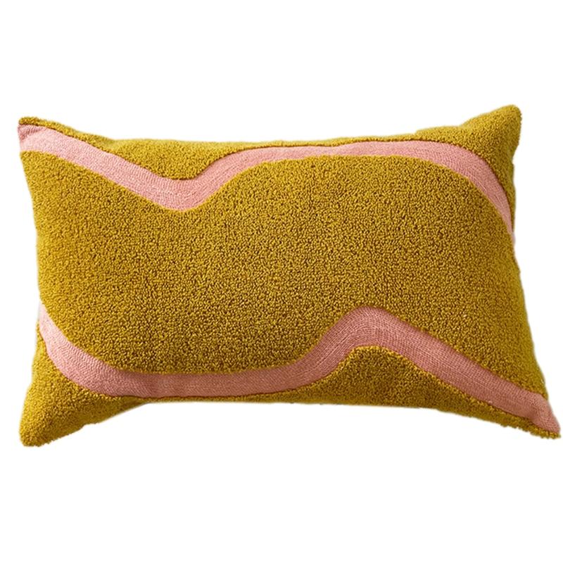 Nordic Lumbar Waist Throw Pillow Cover with Pom Pom Simple Color Decorative Rectangle Cushion Case wholesales