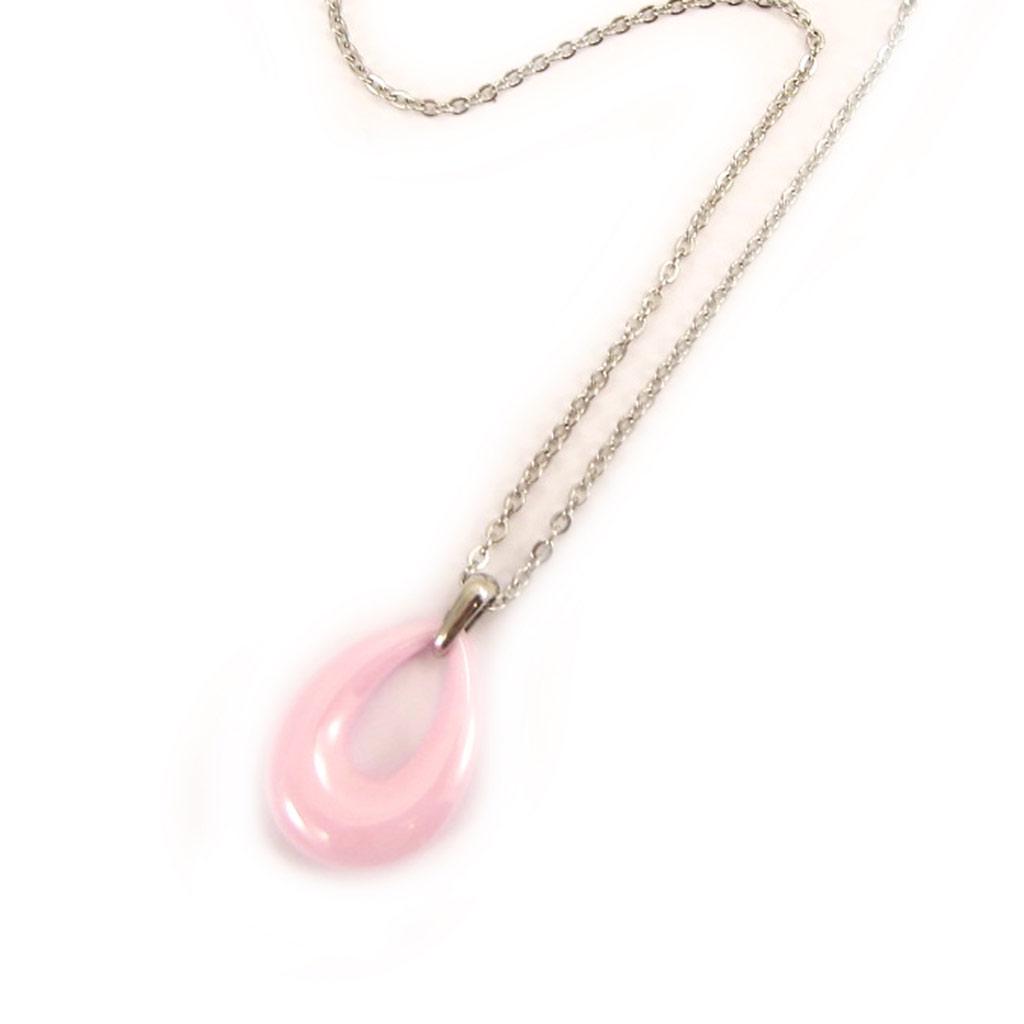 Altesse [L2136] - Collier acier 'Chorégraphie' céramique rose