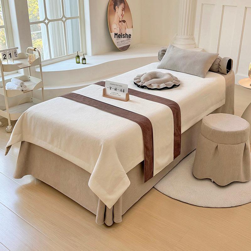 Premium Beauty Salon Massage Bed Sheet Set - Four Seasons 3-piece set: bedspread, pillowcase, stool cover