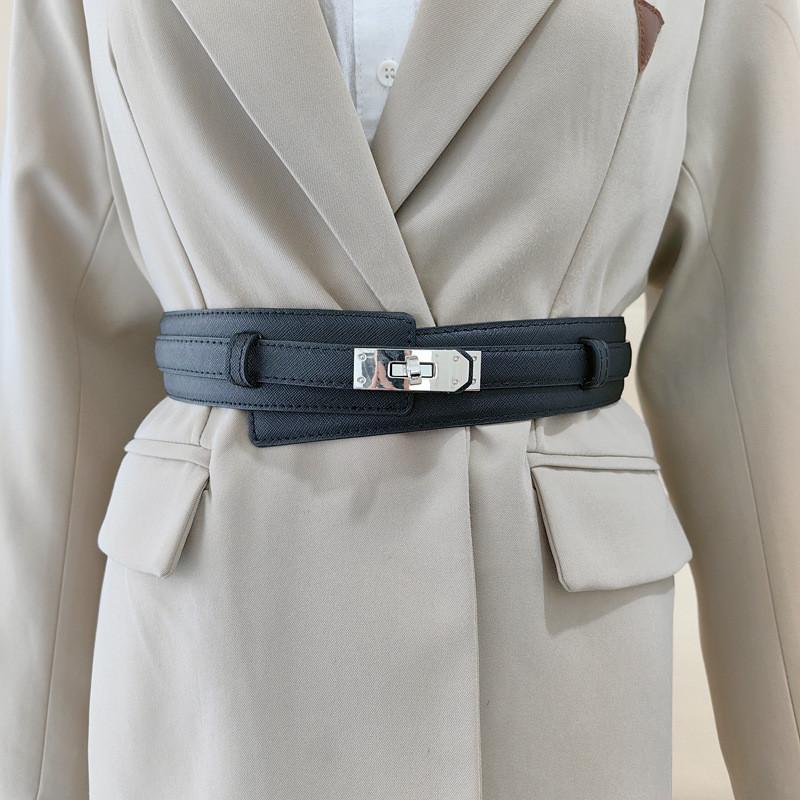 Simple Wide Leather Belt For Women Adjustment For Dress And Coat Styling Gift
