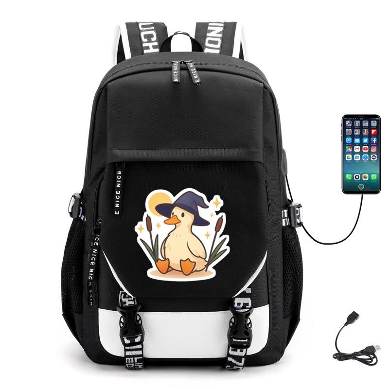 Multifunctional Goose Backpack Large Capacity Student Bag Leisure Travel Usb Computer Bag