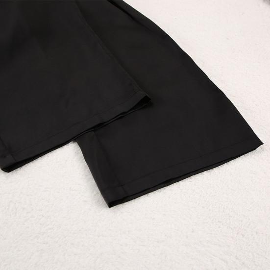 2 Pcs/Set Women Shirt Pants Set Homewear Suit Loose Lapel Long Sleeve Loose Solid Color Single-breasted Wide Leg Straight Soft