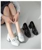 Role square head retro loafers women's spring 2025 new thick heel niche high heel French belt buckle women's single shoes