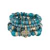 Ethnic Style Bohemian Beads Bracelet Heart Charm Multi-Layer Bracelets Women Bangle Set  Gifts