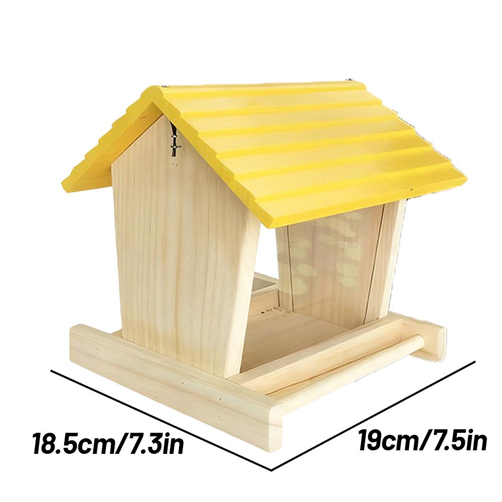 Wooden bird feeder, courtyard villa, balcony hanging rainproof bird feeder, wild feeding to attract birds